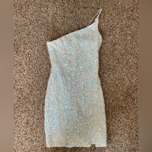 White sequin one shoulder dress